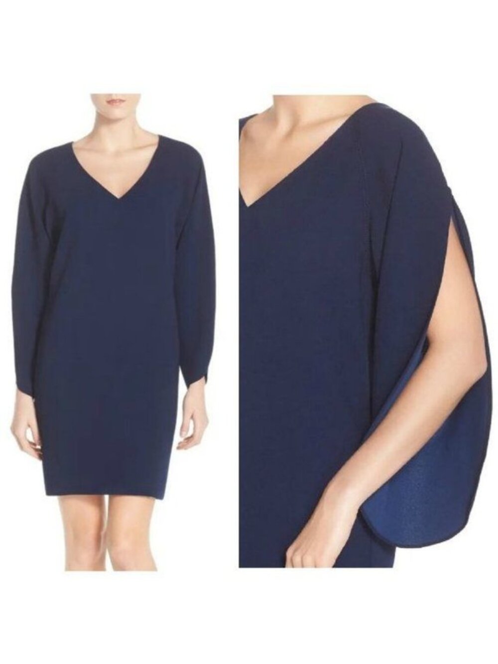 Trina Turk Shift Dress Size 8 Split Sleeve V-Neck Career Business Casual Formal